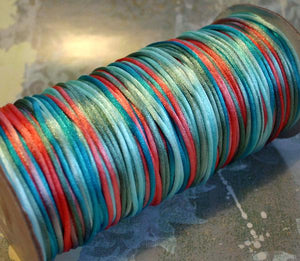 2mm Satin Cord Multicolored Southwest Turquoise Coral - sunnybeachjewelry