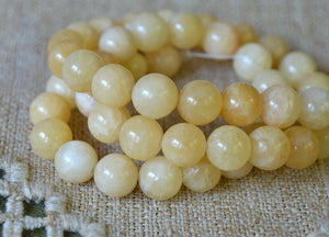 Yellow Calcite Gemstone Beads Round 4mm 6mm 8mm 10mm 16 Inches Strand