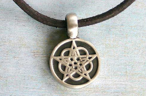 Leather Necklace With Pewter Celtic Star Pendant