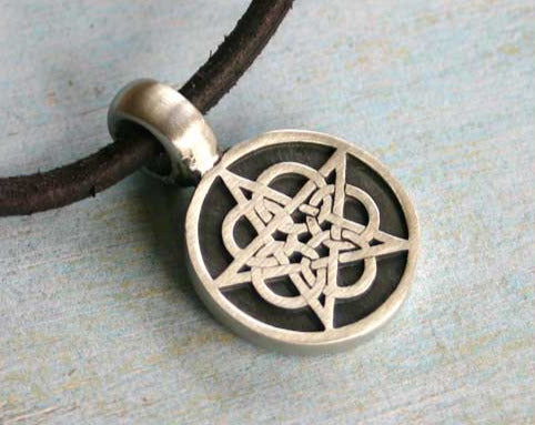 Leather Necklace With Pewter Celtic Star Pendant