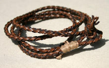 Load image into Gallery viewer, Bola Leather Mens Bracelet 4 Wraps Surfer Style 3mm - sunnybeachjewelry
