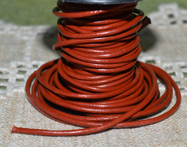 Leather Cord Brick Red Round 1mm 1.5mm 2mm 3mm - 1 meter