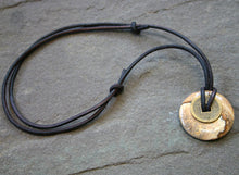 Load image into Gallery viewer, Leather Necklace With Chinese Coin And Picture Jasper Donut
