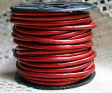 Load image into Gallery viewer, Leather Cord Metallic Moroccan Red Round 1mm 1.5mm 2mm 3mm - 1 meter
