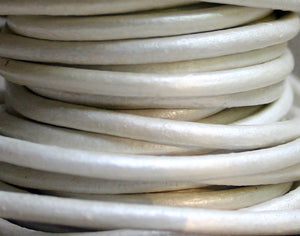 Leather Cord Metallic Pearl Round 1mm 1.5mm 2mm 3mm - 1 meter