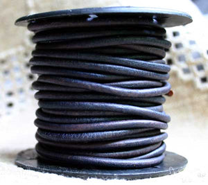 Leather Cord Natural Pacific Blue Round 1mm 1.5mm 2mm 3mm - 1 meter