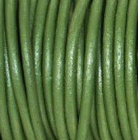 Leather Cord Metallic Juniper Green Round 1mm 1.5mm 2mm 3mm - 1 meter