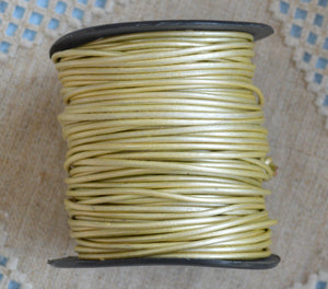 Leather Cord Metallic Maina Gold Round 1mm 1.5mm 2mm 3mm - 1 meter