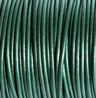Leather Cord Metallic Ocean Green Round 1mm 1.5mm 2mm 3mm - 1 meter
