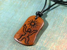 Load image into Gallery viewer, Leather Necklace Bone Pendant Sun People
