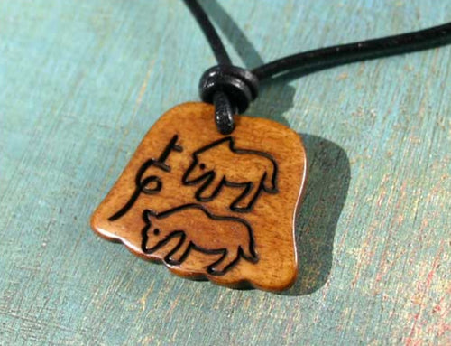 Leather Necklace Bone Pendant Bull Symbol