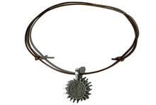 Load image into Gallery viewer, Leather Necklace With Pewter Celtic Sun Pendant
