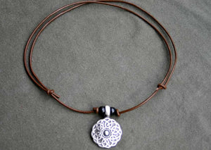 Leather Necklace With Pewter Celtic Knot Pendant