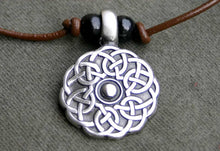 Load image into Gallery viewer, Leather Necklace With Pewter Celtic Knot Pendant
