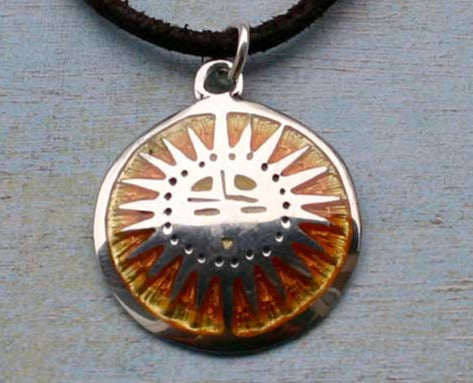 Leather Necklace With Pewter Celtic Sun Pendant