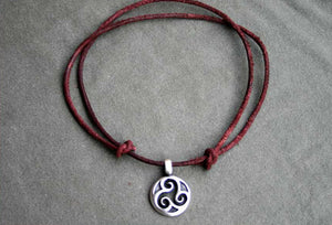 Leather Necklace With Pewter Celtic Triskele