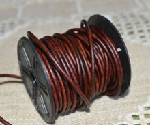 Load image into Gallery viewer, Leather Cord Natural Antiqued Brown Round 1mm 1.5mm 2mm 3mm - 1 meter
