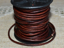 Load image into Gallery viewer, Leather Cord Natural Antiqued Brown Round 1mm 1.5mm 2mm 3mm - 1 meter
