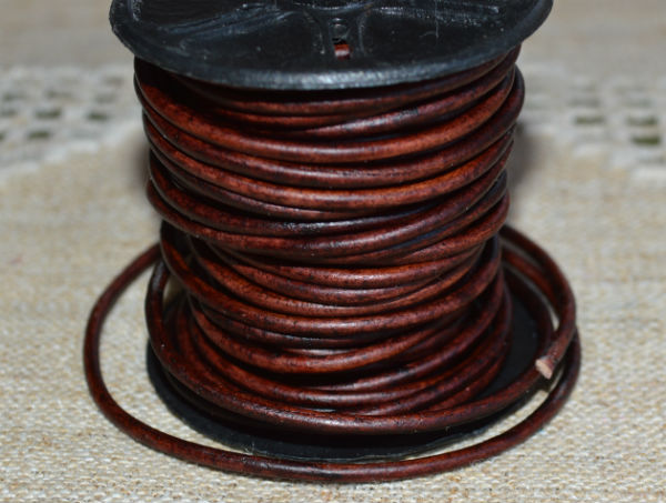 Leather Cord Natural Antiqued Brown Round 1mm 1.5mm 2mm 3mm - 1 meter