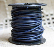 Load image into Gallery viewer, Leather Cord Natural Blue Round 1mm 1.5mm 2mm 3mm - 1 meter
