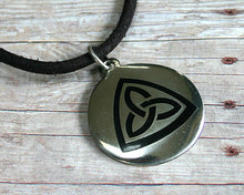 Load image into Gallery viewer, Leather Necklace with Celtic Knot Pendant  - Ancient Wisdom Knot Charm
