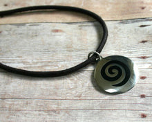 Load image into Gallery viewer, Leather Necklace With Pewter Celtic Knot Spiral Pendant
