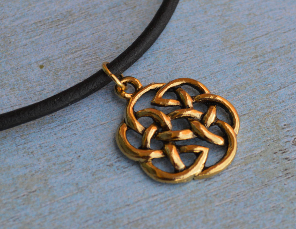 Leather Necklace With Pewter Celtic Knot Pendant