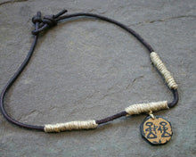 Load image into Gallery viewer, Leather Necklace Bone Pendant Tribal
