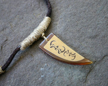 Load image into Gallery viewer, Leather Necklace Bone Pendant Tribal Symbol
