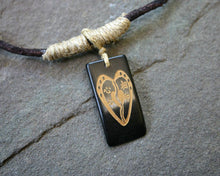 Load image into Gallery viewer, Leather Necklace Bone Pendant Tribal Heart
