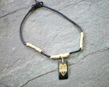 Load image into Gallery viewer, Leather Necklace Bone Pendant Tribal Heart
