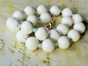Elegant White Malay Jade Amazonite Necklace