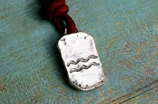 Ancient Aquarius Zodiac Sign Leather Necklace Astrology Gift - sunnybeachjewelry
