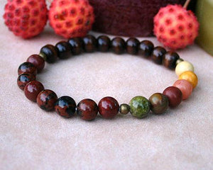 Autumn Mood Yoga Bracelet Energy Power Mahogany Obsidian - sunnybeachjewelry