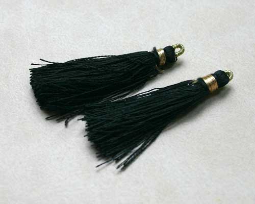 Silky Tassels Black 1 3/4 in Charms Pendant