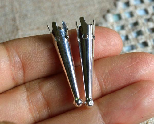 Bolo Tips Silver Brass 33x7mm Bolo Cord Ends Tip Findings - sunnybeachjewelry
