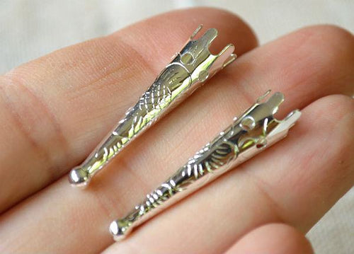 Bolo Tips Silver Steel 33x7mm Bolo Cord Ends Tip Findings - sunnybeachjewelry
