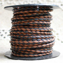 Load image into Gallery viewer, Braided Bolo Leather Cord Black Brown Round 3mm  - 1 meter - sunnybeachjewelry
