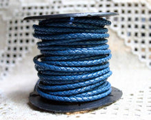 Load image into Gallery viewer, Braided Bolo Leather Cord Iris Blue Round 3mm  - 1 meter - sunnybeachjewelry
