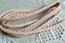 Load image into Gallery viewer, Braided Bolo Leather Cord Natural Round 5mm  - 1 meter - sunnybeachjewelry

