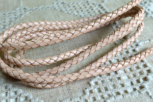 Braided Bolo Leather Cord Natural Round 5mm  - 1 meter - sunnybeachjewelry