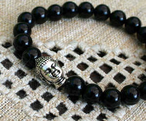 Buddha Yoga Bracelet Energy Power Black Obsidian - sunnybeachjewelry