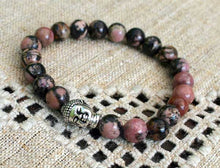Load image into Gallery viewer, Buddha Yoga Bracelet Energy Power Pink Rhodonite - sunnybeachjewelry
