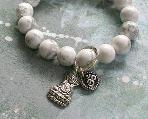 Buddha Yoga Bracelet Energy Power White Howlite - sunnybeachjewelry