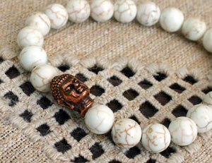 Buddha Yoga Bracelet Energy Power White Magnesite - sunnybeachjewelry