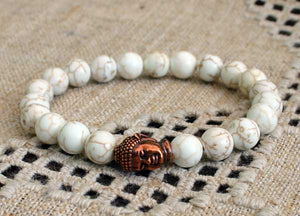 Buddha Yoga Bracelet Energy Power White Magnesite - sunnybeachjewelry