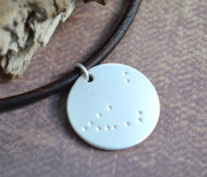 Capricorn Zodiac Sign Leather Necklace Astrology Gift - sunnybeachjewelry
