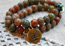Load image into Gallery viewer, Change Moon Goddess Collection Autimn Jasper Wrap Bracelet with Tree of Life - sunnybeachjewelry
