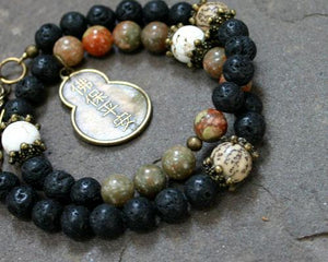 Change Moon Goddess Collection Black Lava Wrap Bracelet with Buddha - sunnybeachjewelry