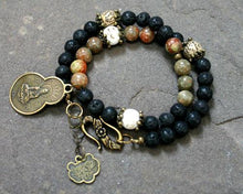 Load image into Gallery viewer, Change Moon Goddess Collection Black Lava Wrap Bracelet with Buddha - sunnybeachjewelry
